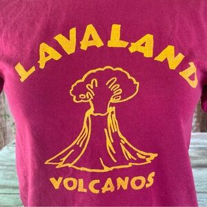 Vintage 90’s burgundy Lavaland volcano tee, size small, baby tee, crop tee